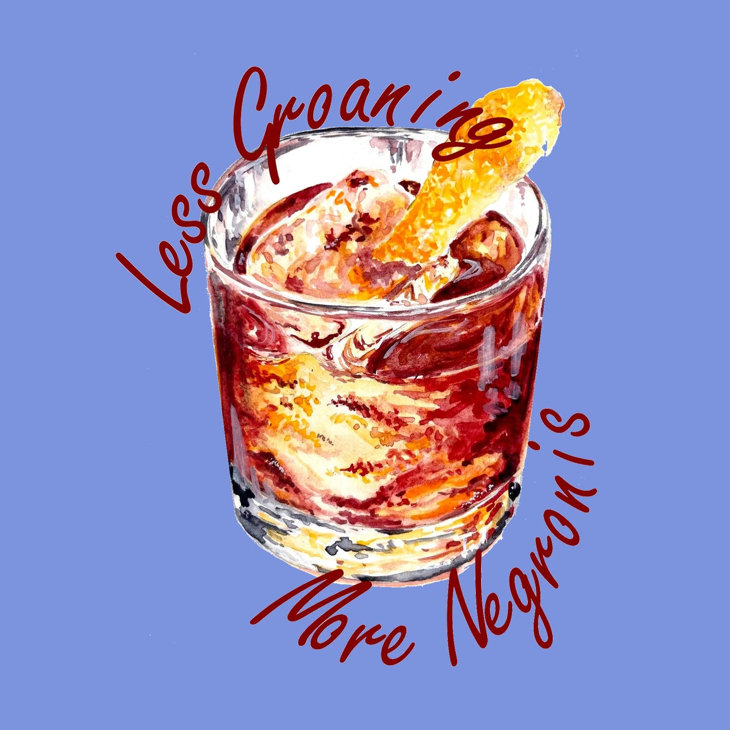 More Negronis Light Blue T-Shirt with Art by Lisa Jordan