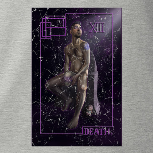 Death Tarot Card Athletic Grey T-Shirt with Art by Sam Pettit