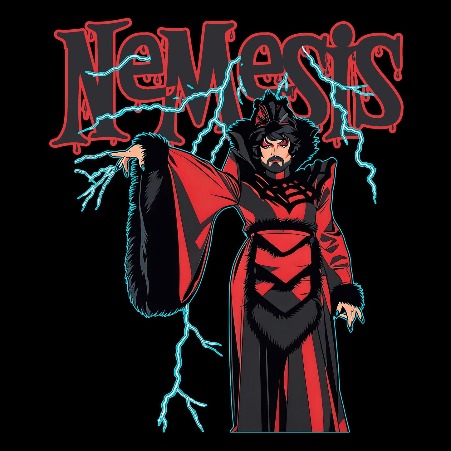 Lighting Black T-Shirt Featuring Nemesis