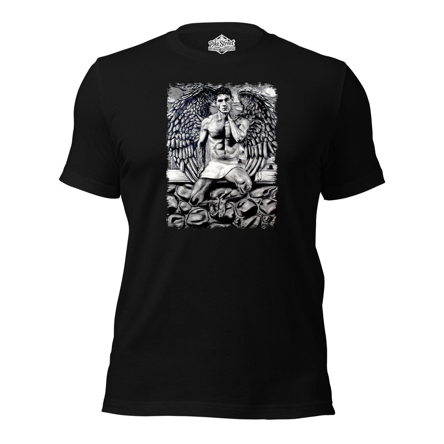 "Archangel" Black T-Shirt with Art by Adam W. Burke