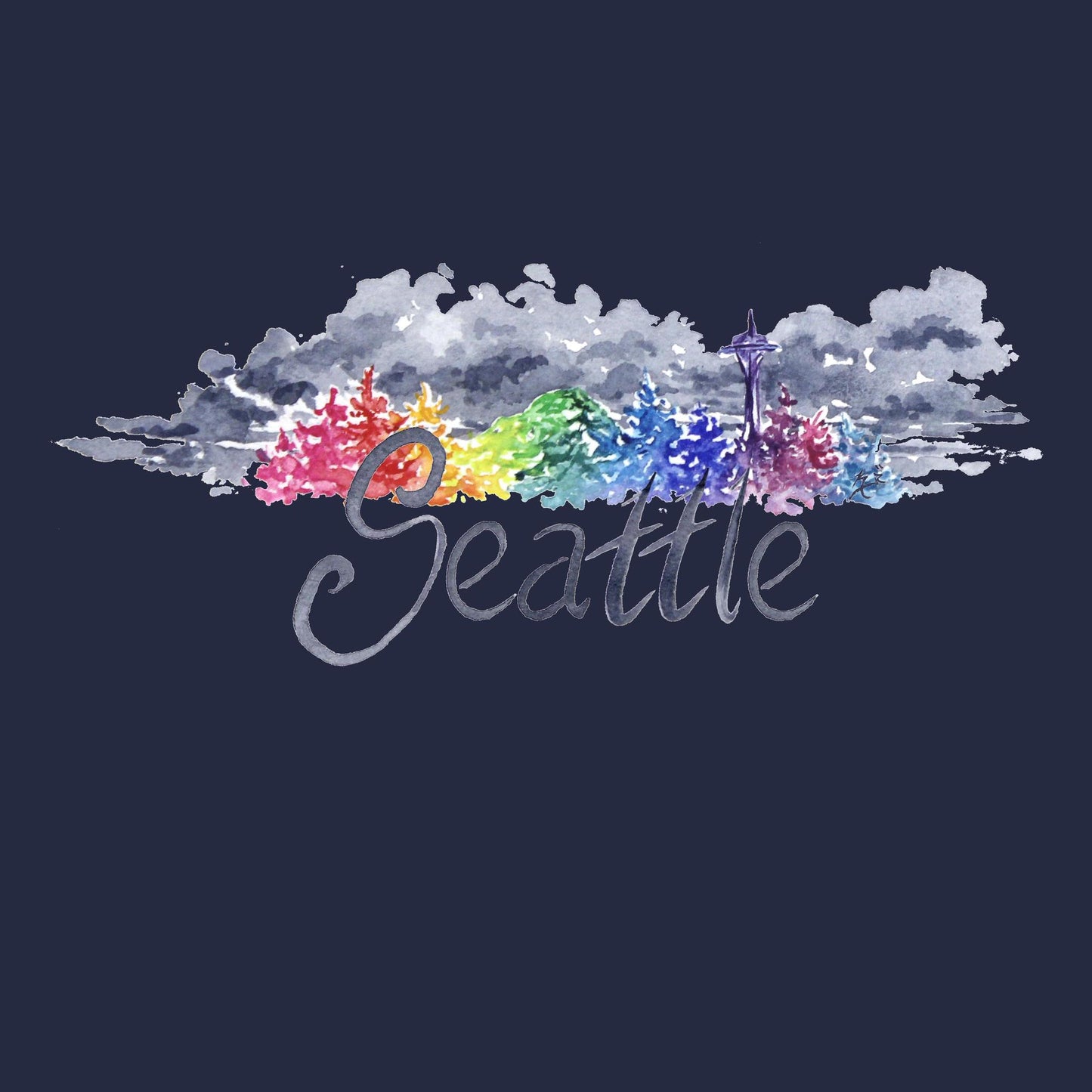 Gray and Gay Navy T-Shirt with Art by Lisa Jordan