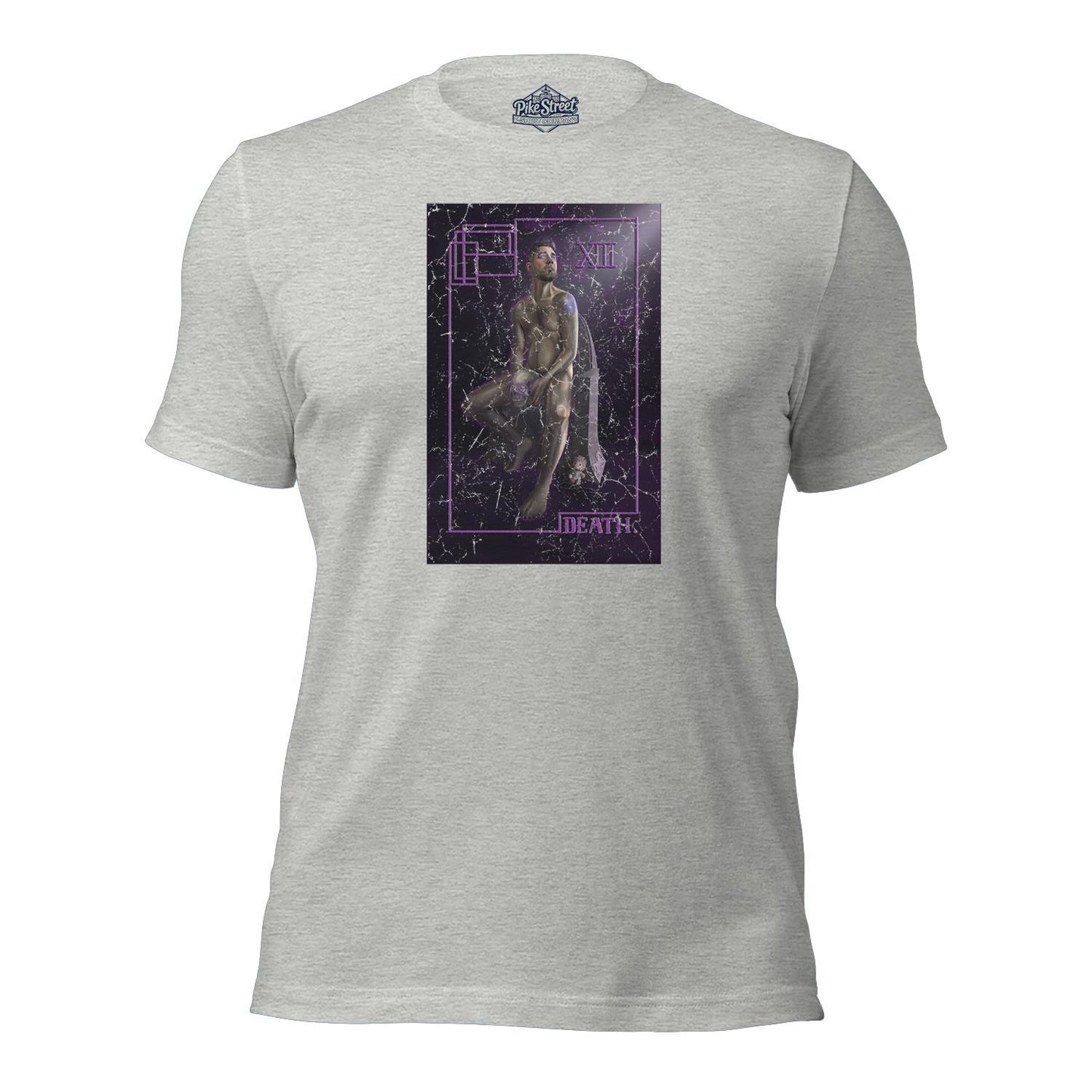 Death Tarot Card Athletic Grey T-Shirt with Art by Sam Pettit