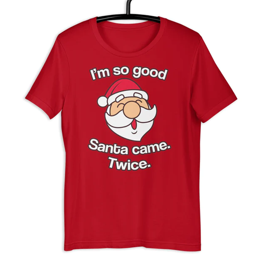 Santa Came Twice Red T-Shirt by Swish Embassy