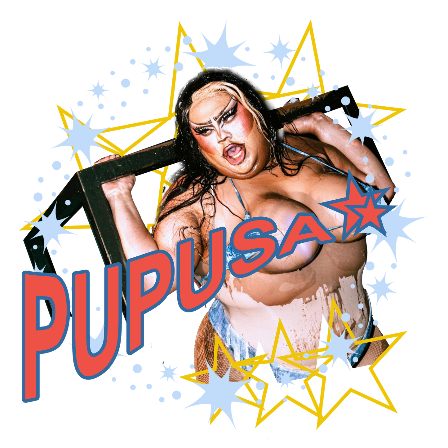 Star of the Show Navy T-Shirt Featuring Pupusa