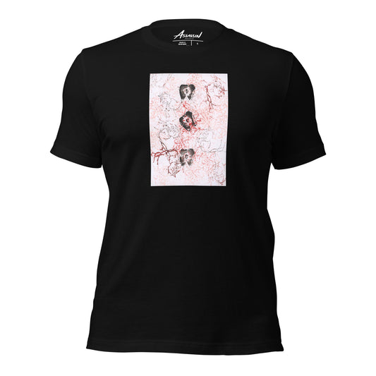 "Teeth" Natural Block Print Black T-Shirt with Art by Emmerson Wheeler