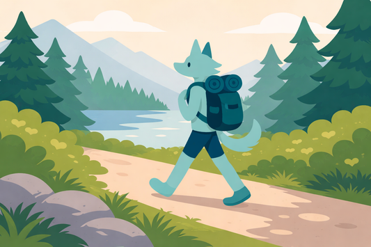 Hiking Wolf Green T-Shirt with Art by Apollo