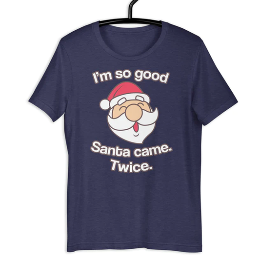 Santa Came Twice Navy T-Shirt by Swish Embassy