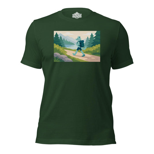 Hiking Wolf Green T-Shirt with Art by Apollo