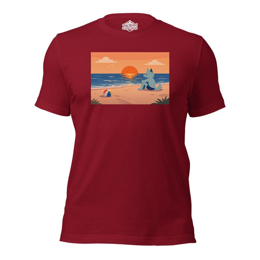 Beach Wolf Brick Red T-Shirt with Art by Apollo