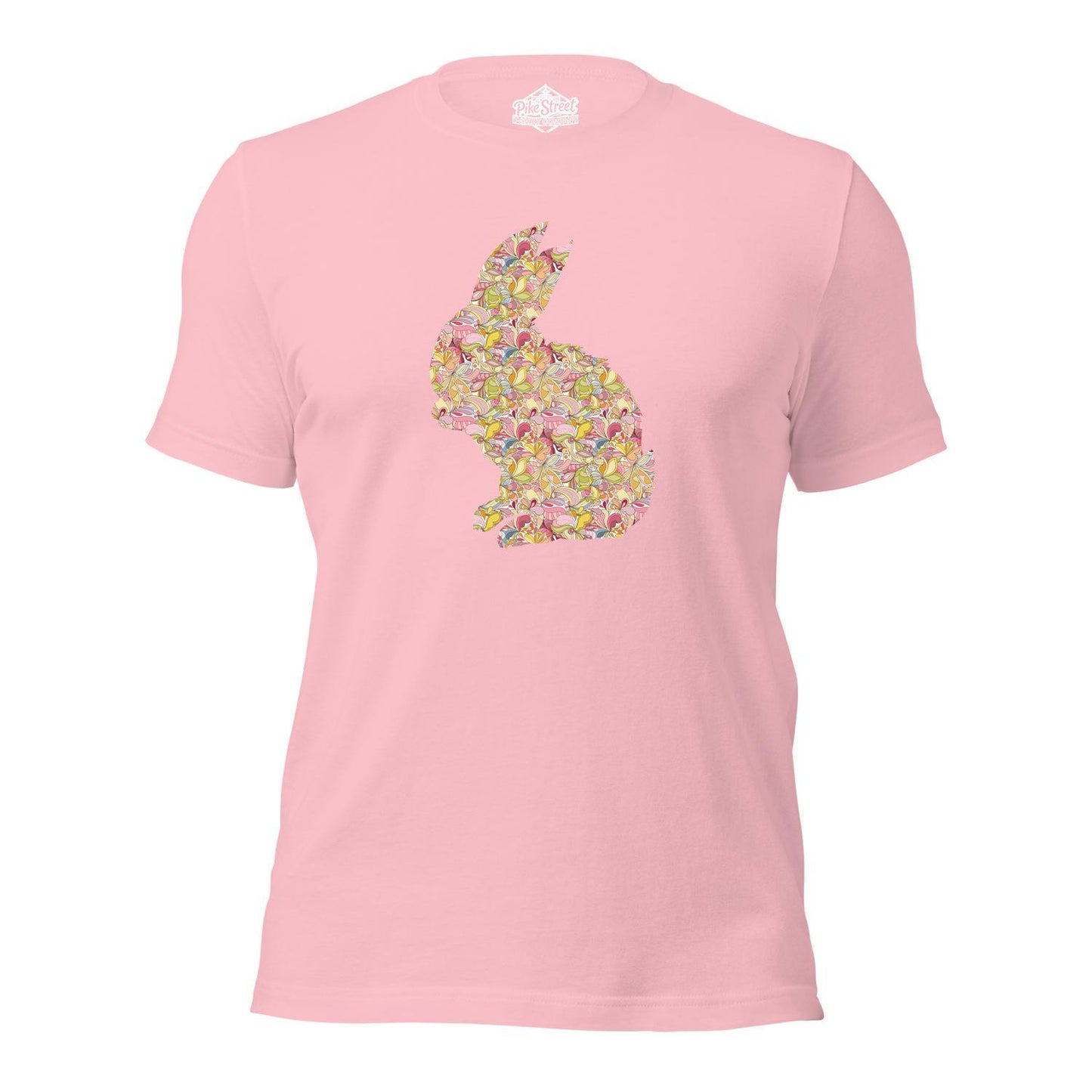 Bunny Floral Pink T-Shirt with Art by Evan Smith