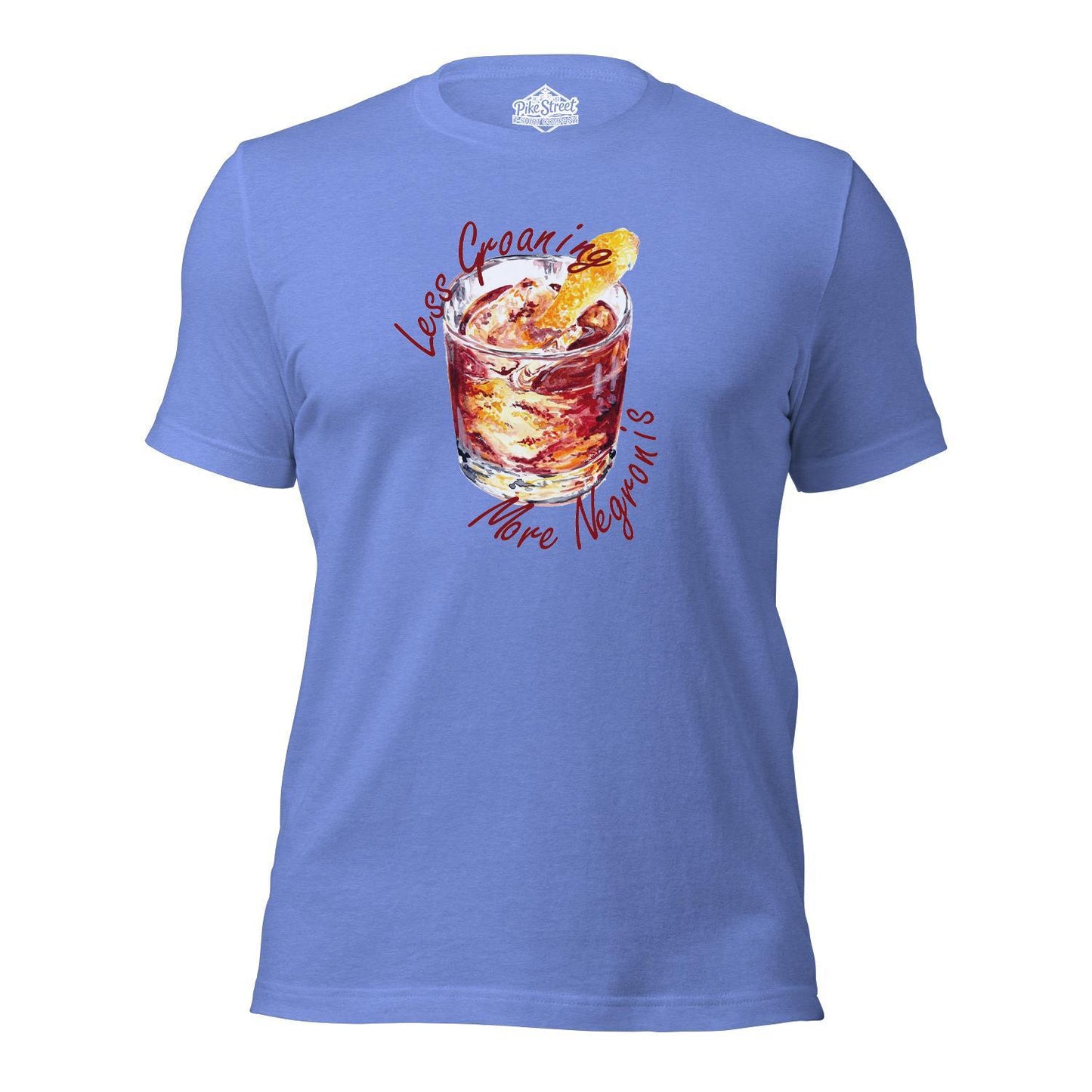 More Negronis Light Blue T-Shirt with Art by Lisa Jordan