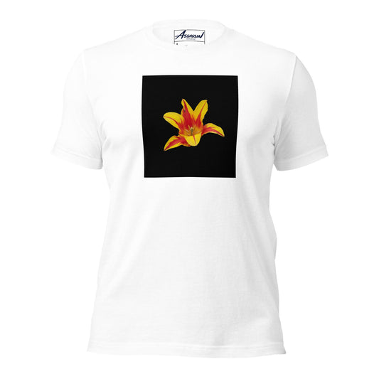 "Tulip" White T-Shirt with Art by Emmerson Wheeler