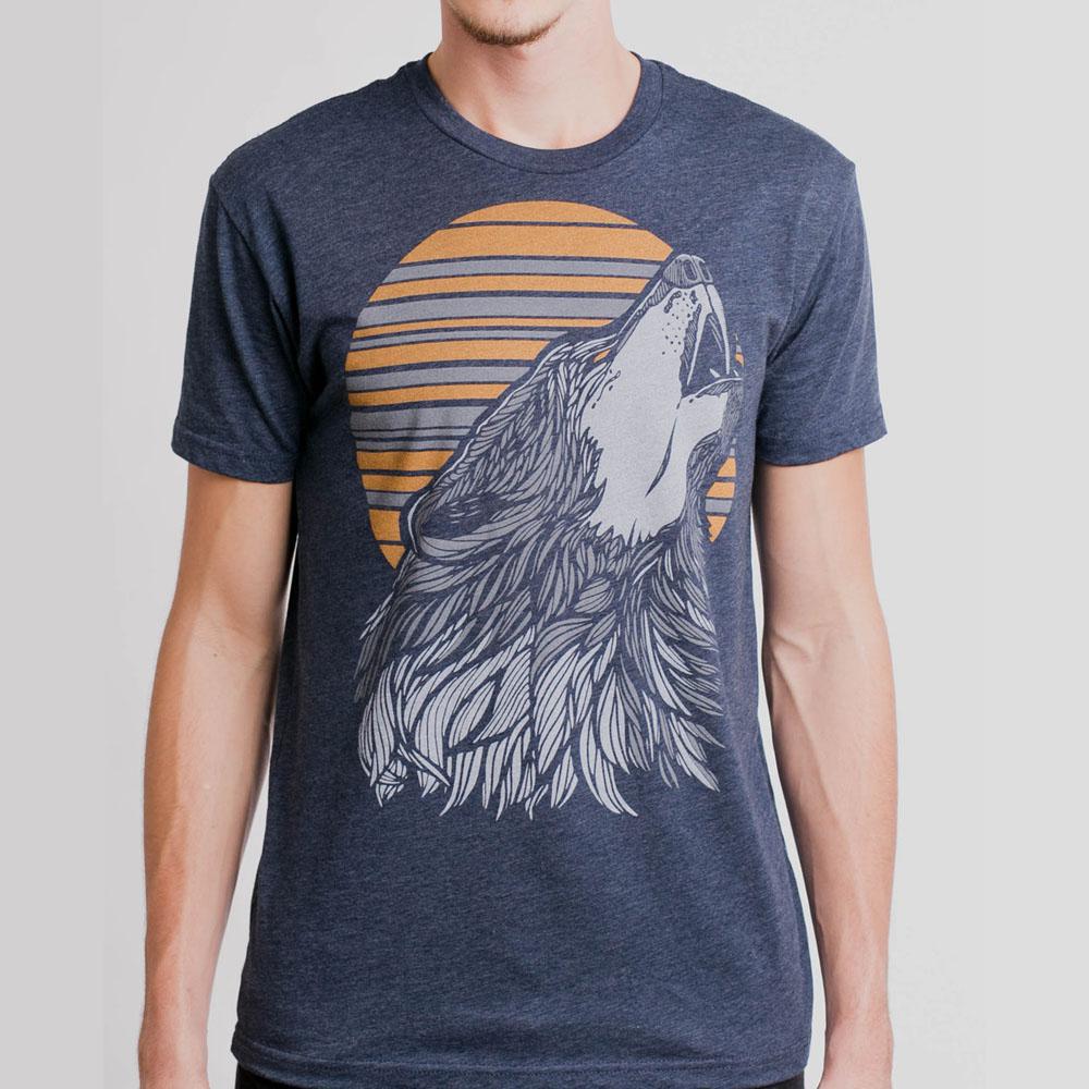 Wolf Heather Navy T-Shirt by Curbside Clothing