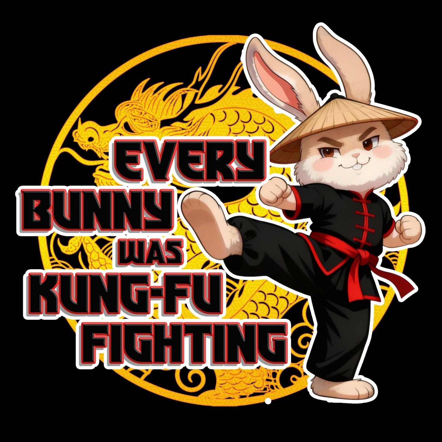 Kung Fu Bunny Black T-Shirt