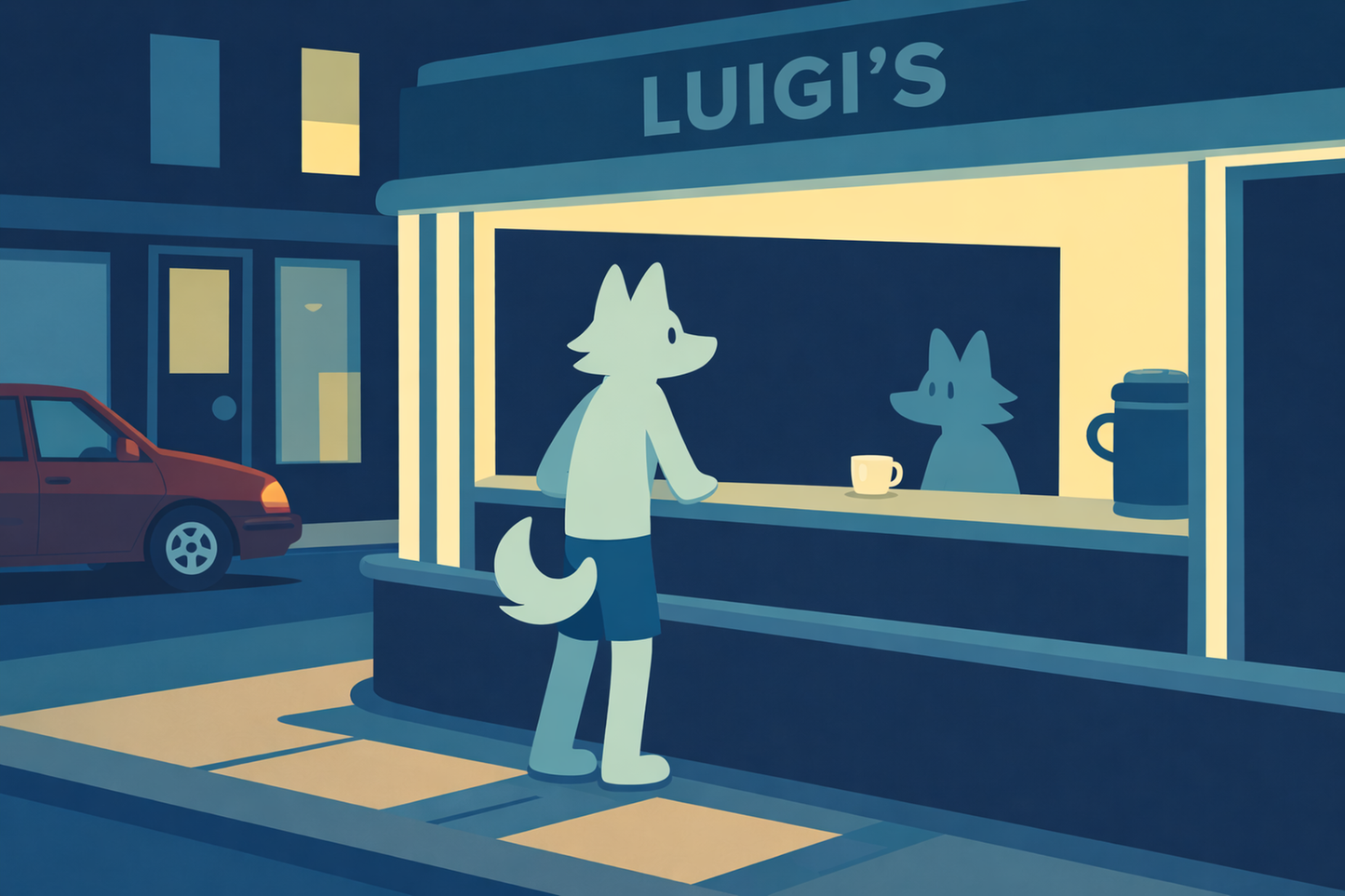 Diner Wolf Navy T-Shirt with Art by Apollo