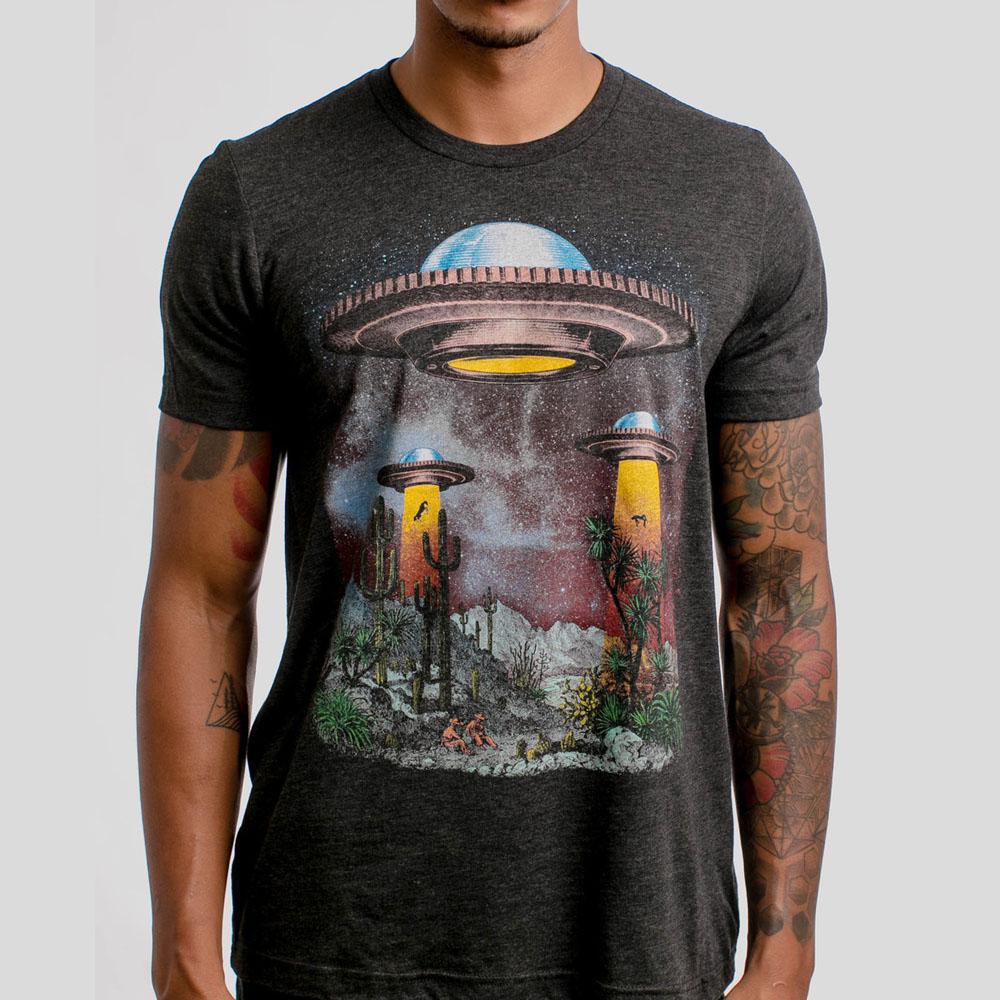 UFOs Heather Black T-Shirt by Curbside Clothing