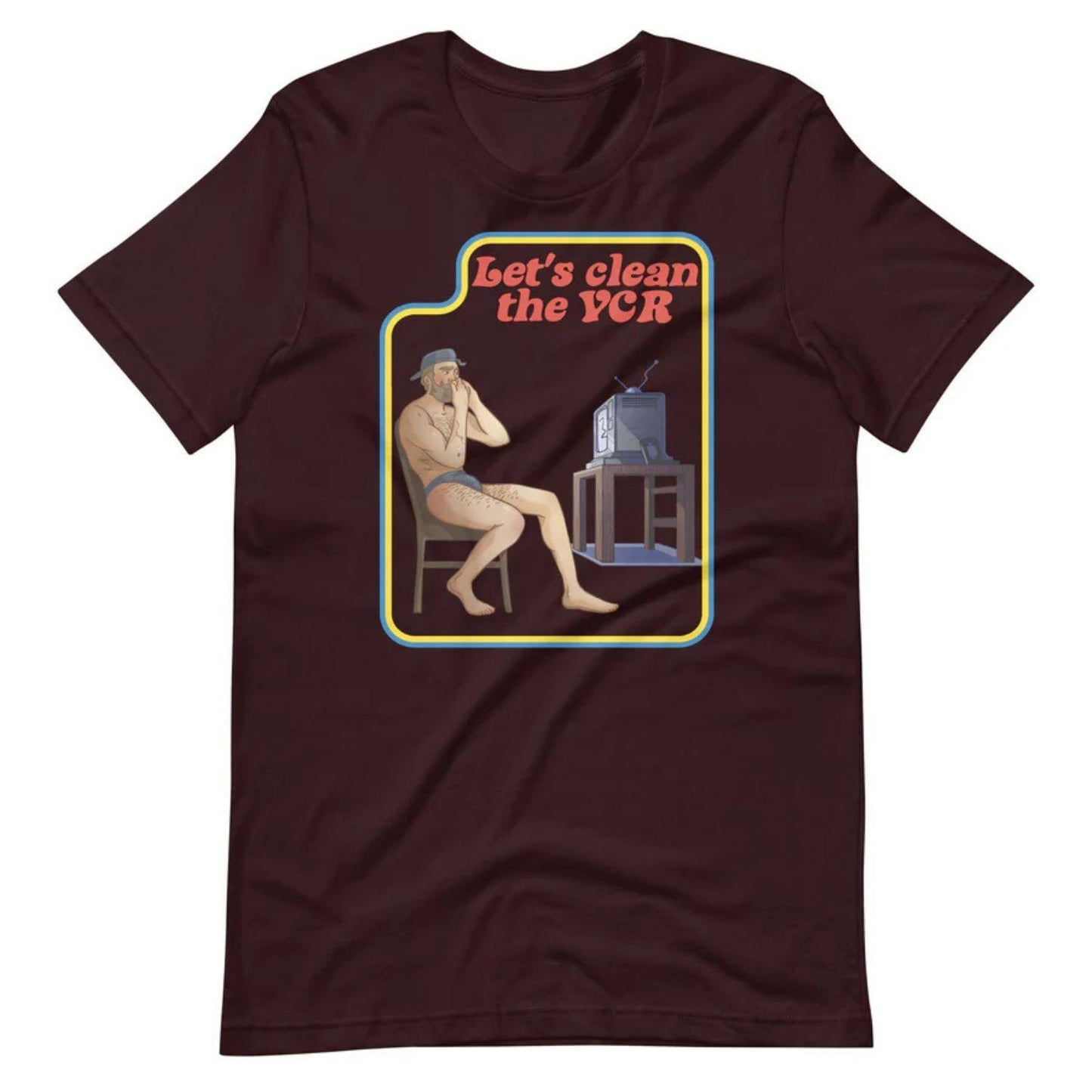 Let's Clean the VCR Oxblood Black T-Shirt by Swish Embassy